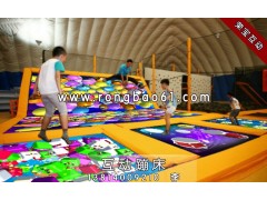 儿童乐园蓝色蹦床设备图3