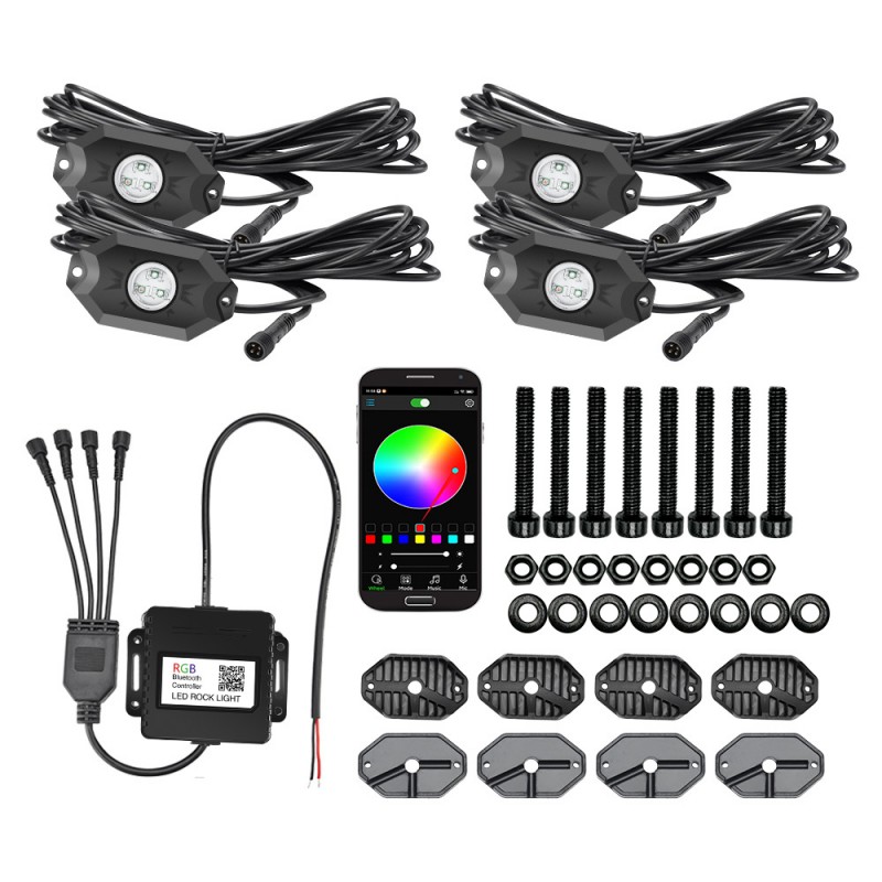 R800 4 Pods RGB Led rock lights Kit Manufacturer (9)