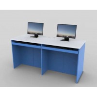 学校机房台式翻转电脑桌微机室显示器隐藏电脑培训桌教室新型课桌