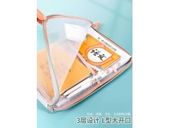 L型文件袋大开口科目袋分类袋网纱拉链式图3